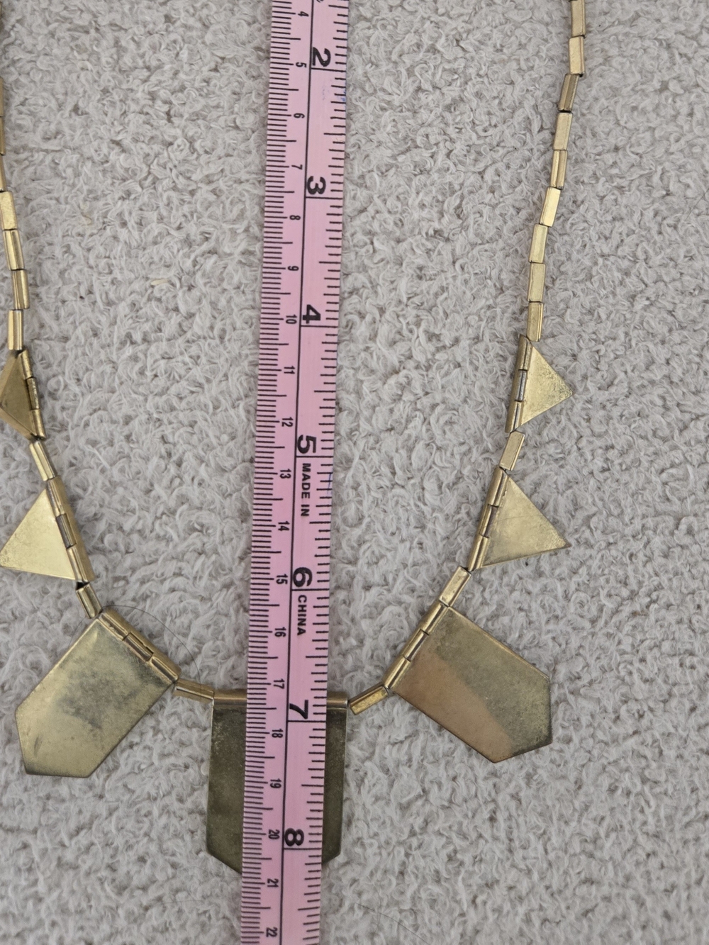 House Of Harlow Gold-Tone Geometric Green Statement Necklace - Picture 6 of 7